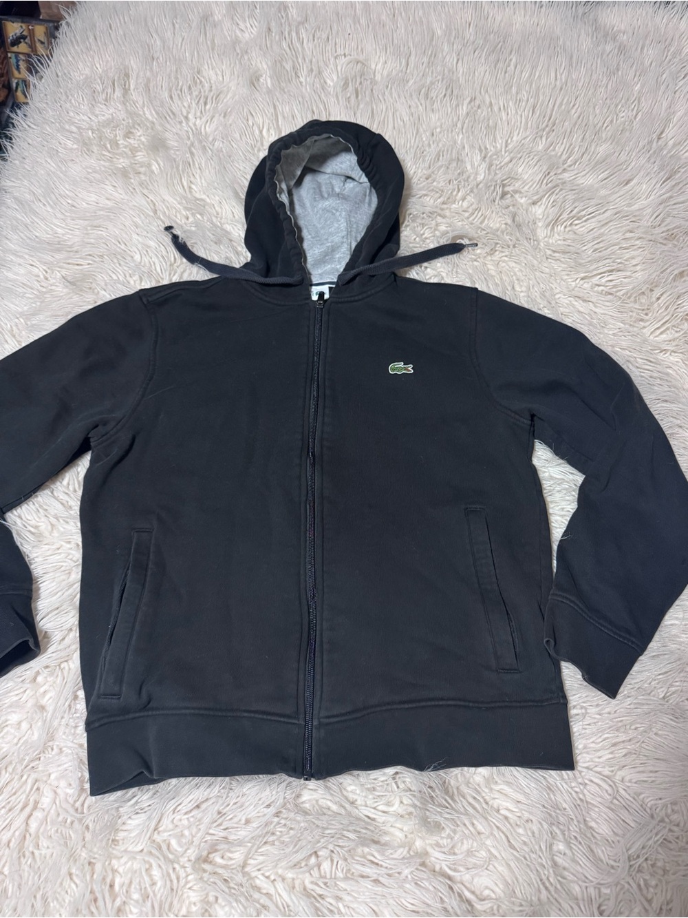 Lacoste Sport Black Zip Up Hoodie Men’s Size Medium Full Zip Logo